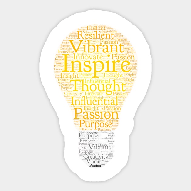 Inspire Light Bulb Word Cloud Orange Light Art Sticker by ckandrus